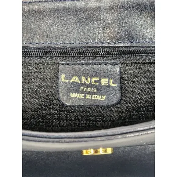LANCEL VINTAGE BLACK LEATHER SHOULDER BAG – FRONT FLAP – MADE IN ITALY 10"x8"x4" - Picture 11 of 16